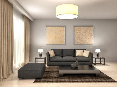 现代白色客厅室内设计.3d 图照片